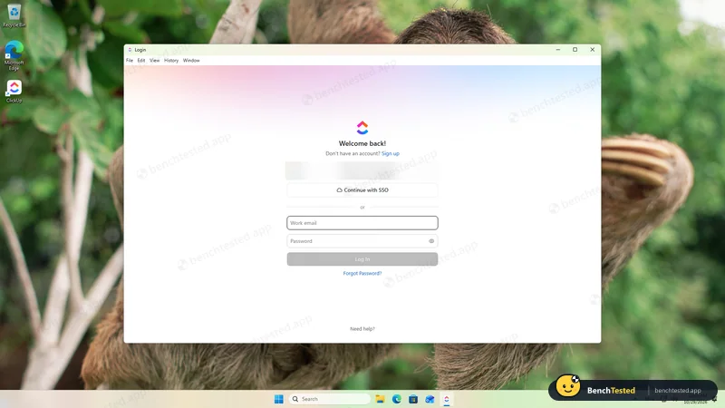 First launch: sign-in window