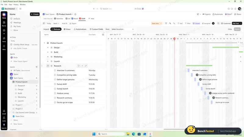 P2: list, board, calendar and Gantt