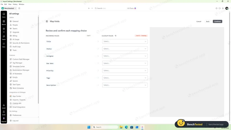 P4: CSV field mapping