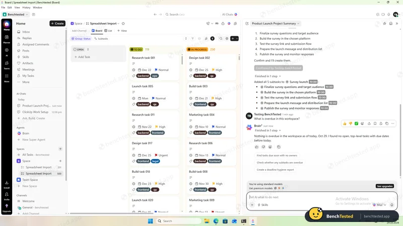 ClickUp: “What is overdue?” Correctly, nothing yet