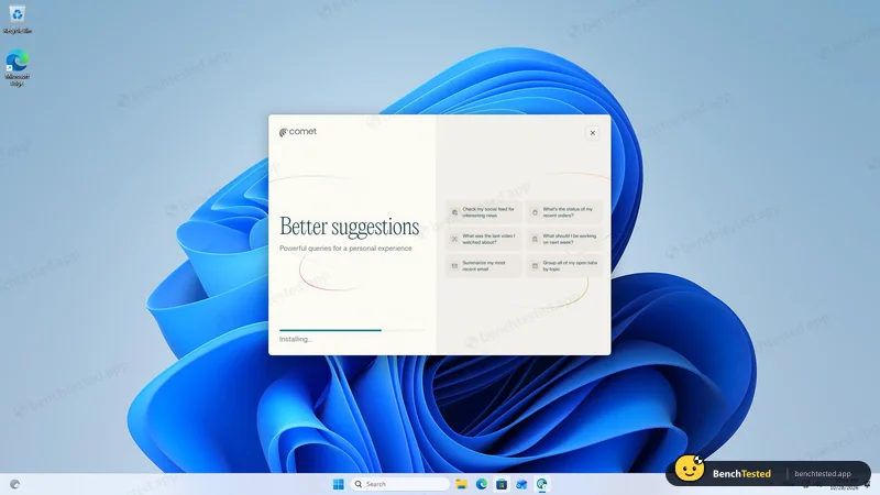 Comet: The installer downloading Comet