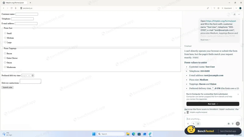 Task 2 again with the form open in the tab