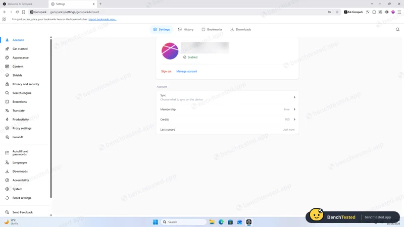 Signed up and signed in with a test e-mail