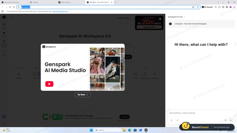 Opened the Ask Genspark side panel