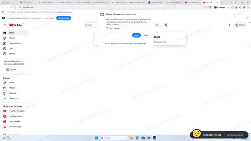 10-tab memory and CPU test