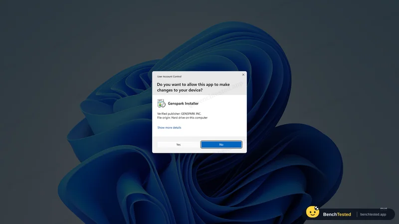 Genspark: Admin prompt for the uninstaller, verified publisher Genspark Inc.