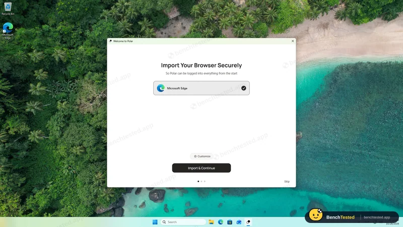 Setup offered to import from Edge