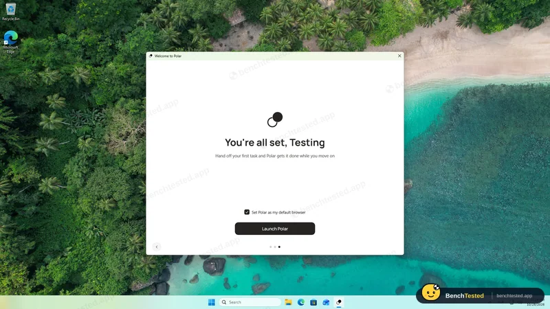 “Set Polar as my default browser” was pre-ticked