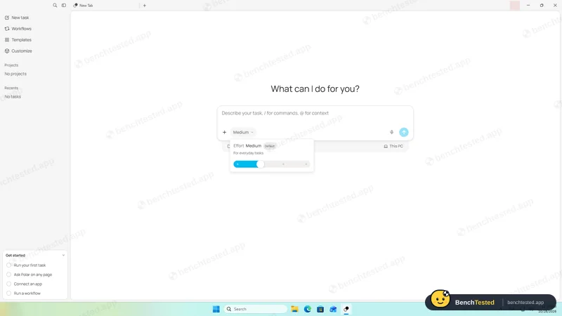 Polar: The task box has a four-step effort slider instead of a model picker; we kept the default, Medium