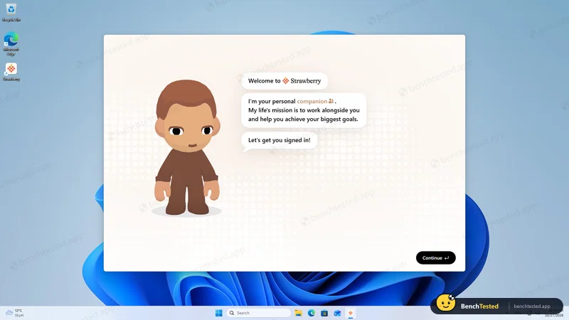 Strawberry: First launch: the companion onboarding