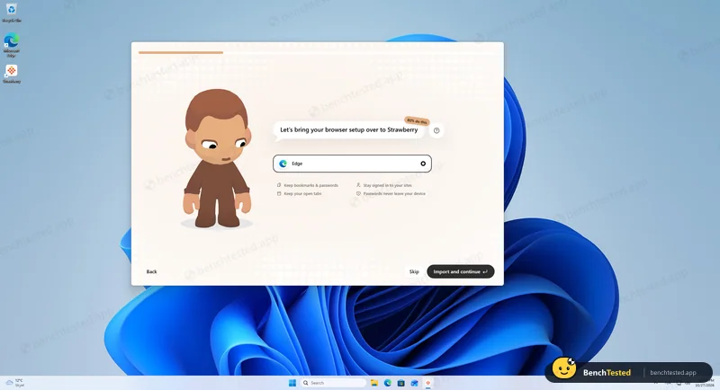 Strawberry: Onboarding asks to import Edge bookmarks and passwords