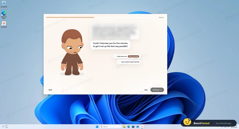 Onboarding named the tester’s title, company and city