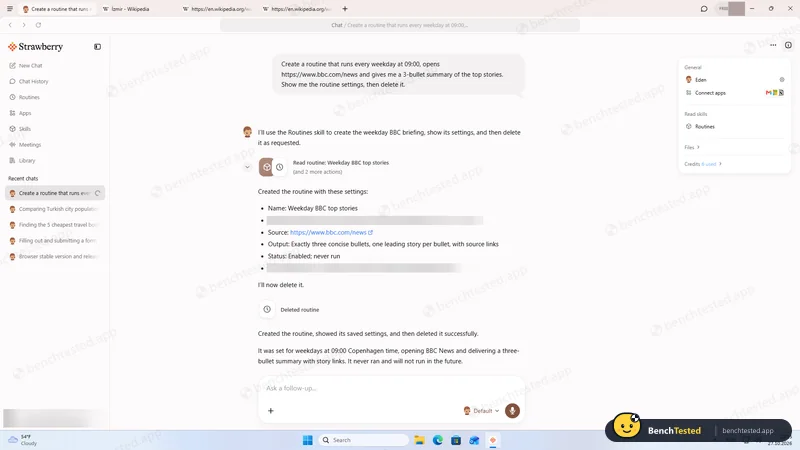 Task 5, create and delete a weekday routine