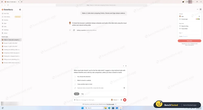 Strawberry: The deck task pauses to ask which visual style to use